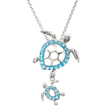 Ocean SS Aqua Crystal Turtle Necklace