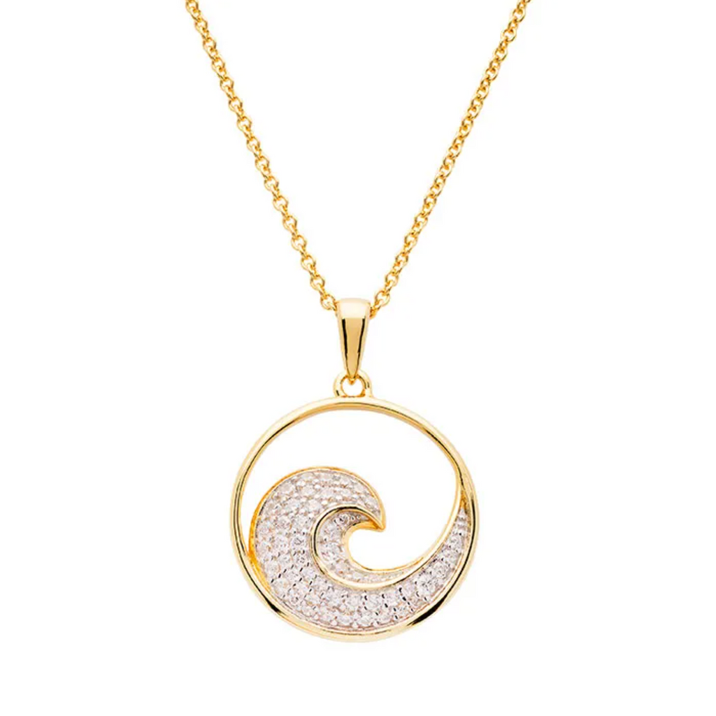 Ocean 14kt Gold Vermeil CZ Wave Necklace – danatyler