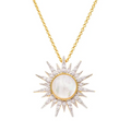 Ocean 14kt Gold Vermeil CZ Sun Necklace Moonstone