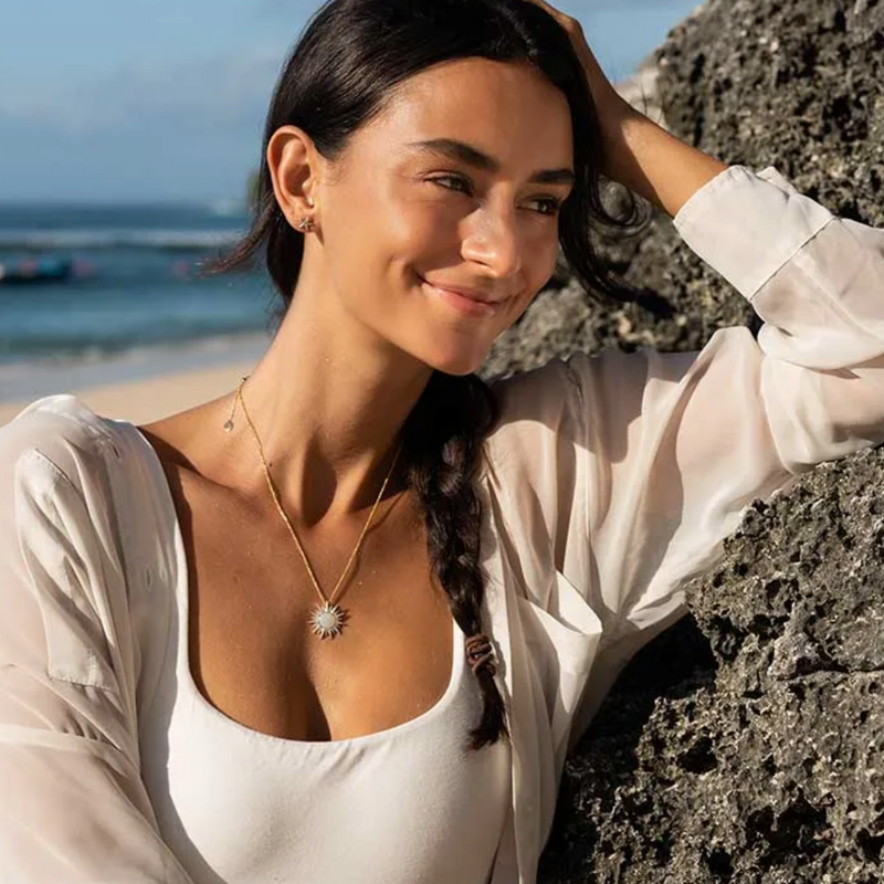 Ocean 14kt Gold Vermeil CZ Sun Necklace Moonstone – DanaTyler Ocean 14kt Gold Vermeil CZ Sun Necklace Moonstone – DanaTyler