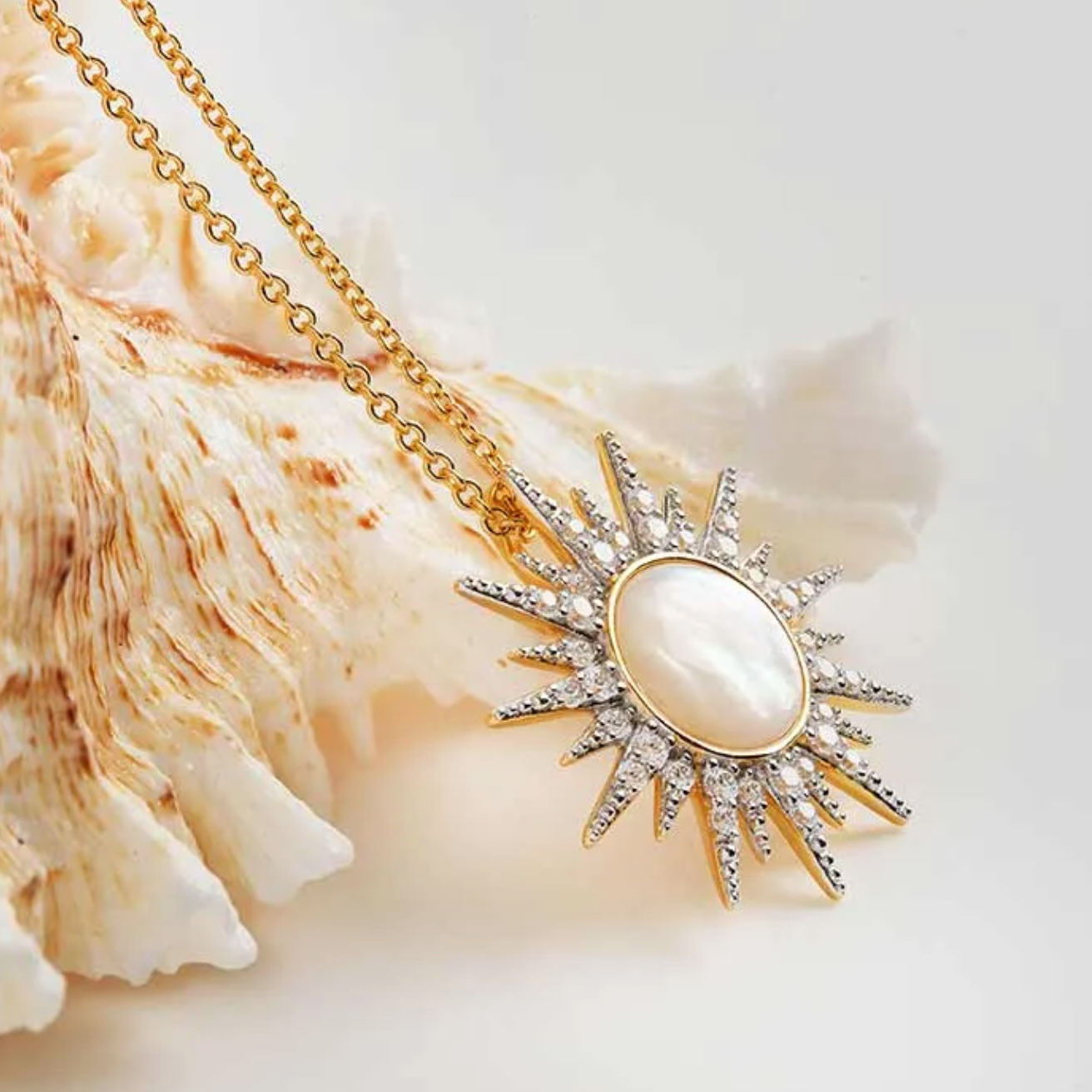 Ocean 14kt Gold Vermeil CZ Sun Necklace Moonstone – DanaTyler Ocean 14kt Gold Vermeil CZ Sun Necklace Moonstone – DanaTyler