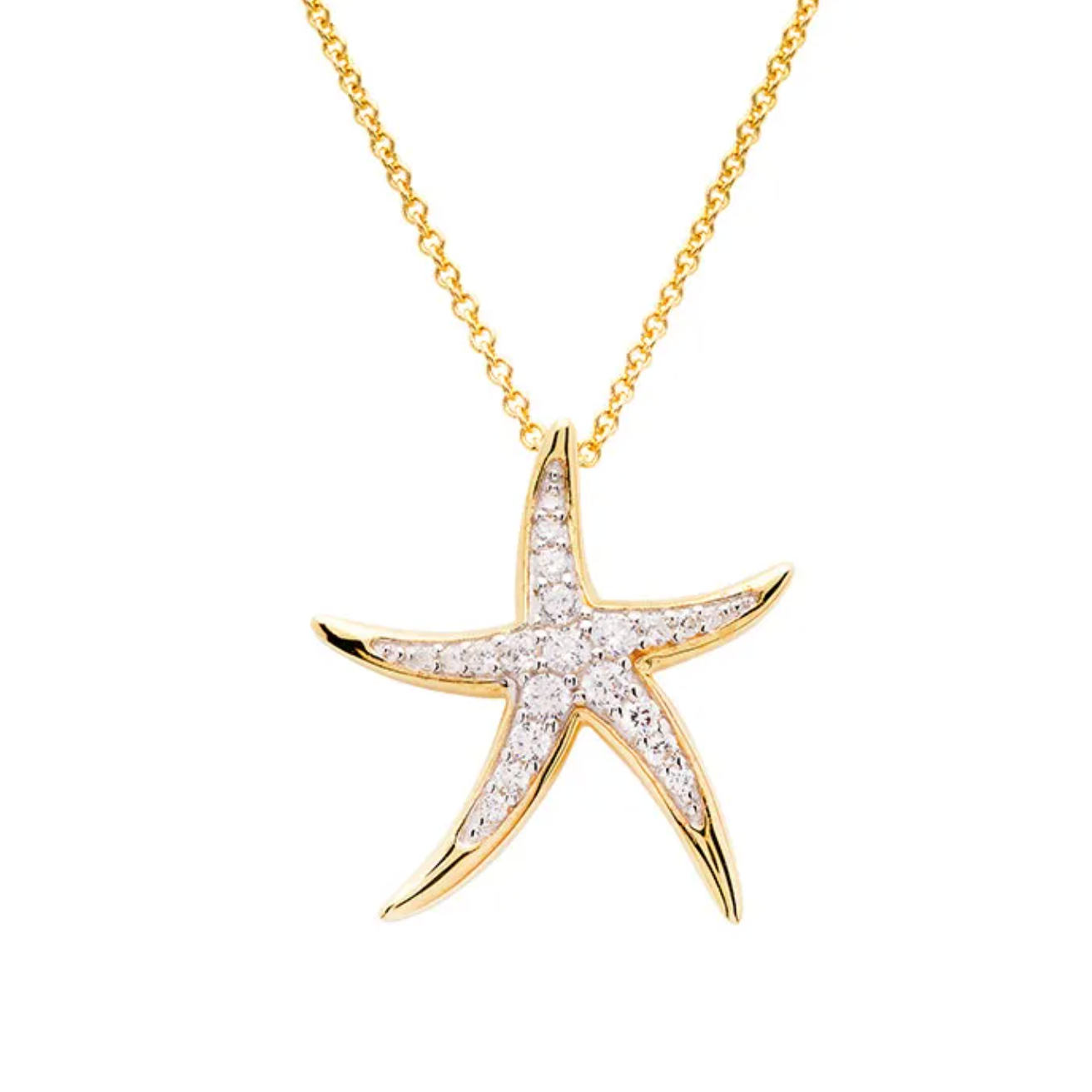 Ocean 14kt Gold Vermeil CZ Star Fish Necklace