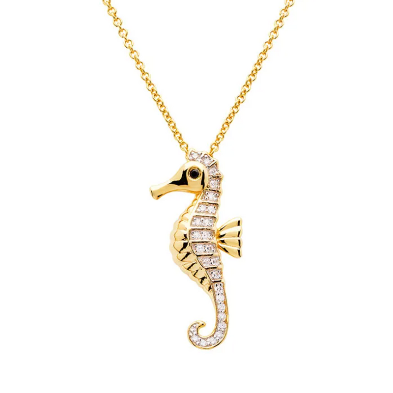 Sterling Silver Abalone Seahorse Necklace (91309) – J Loupe