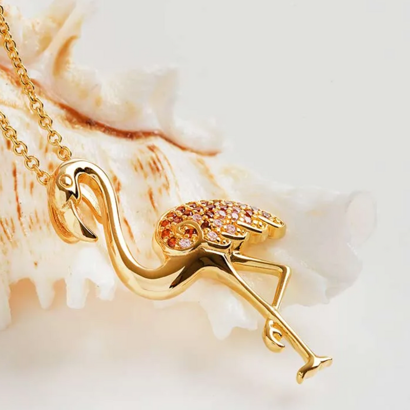 Ocean 14kt Gold Vermeil CZ Flamingo Necklace