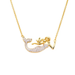 Ocean 14kt Gold Vermeil CZ Mermaid Necklace