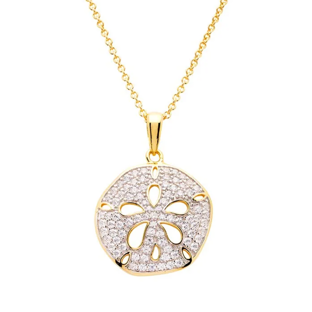 Ocean 14kt Gold Vermeil CZ Sand Dollar Necklace