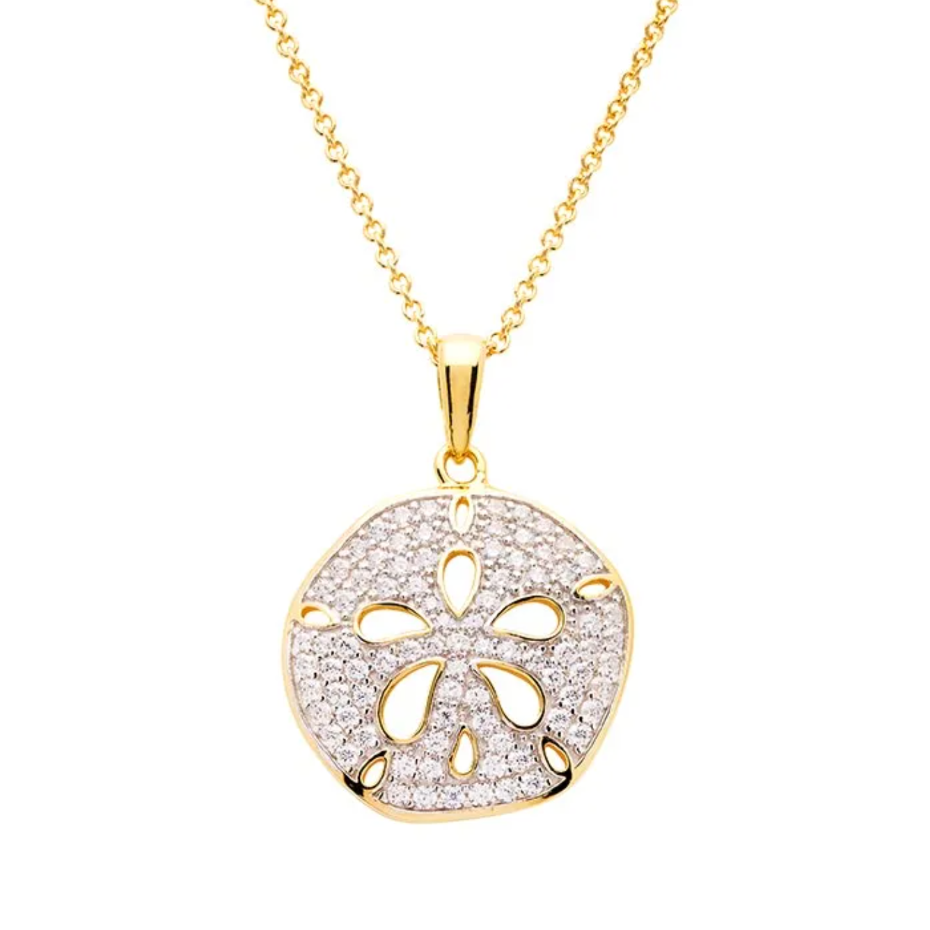 Ocean 14kt Gold Vermeil CZ Sand Dollar Necklace