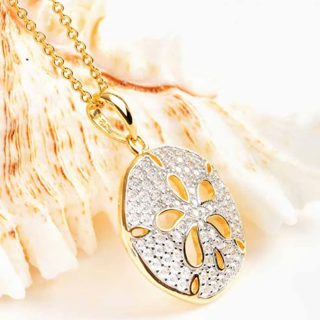 Ocean 14kt Gold Vermeil CZ Sand Dollar Necklace
