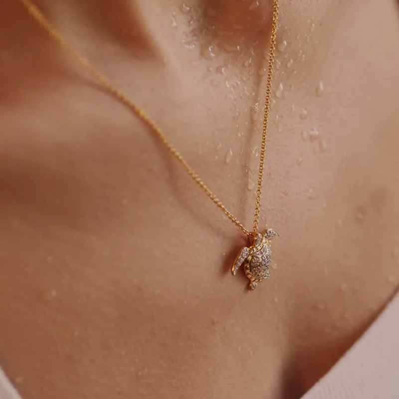 Sea turtle necklace gold clearance