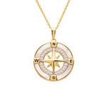 Ocean 14kt Gold Vermeil MOP CZ Compass Necklace