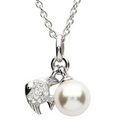 Ocean SS Fish Necklace with White Crystals and Pearl
