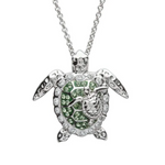 Ocean SS Green SW Crystal Turtle and Baby Necklace