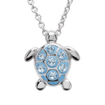 Ocean SS Small Aqua SW Crystal Turtle Necklace