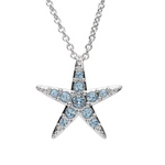 Ocean SS Small Aqua SW Crystal Star Fish Necklace