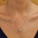 Ocean SS Medium Aqua SW Crystal Star Fish Necklace