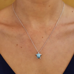 Ocean SS Medium Aqua SW Crystal Turtle Necklace