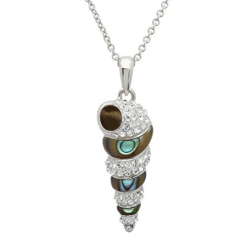 Ocean SS SW Crystal Abalone Shell Necklace