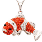 Ocean Sterling Silver Amber/White Crystal Fish Necklace