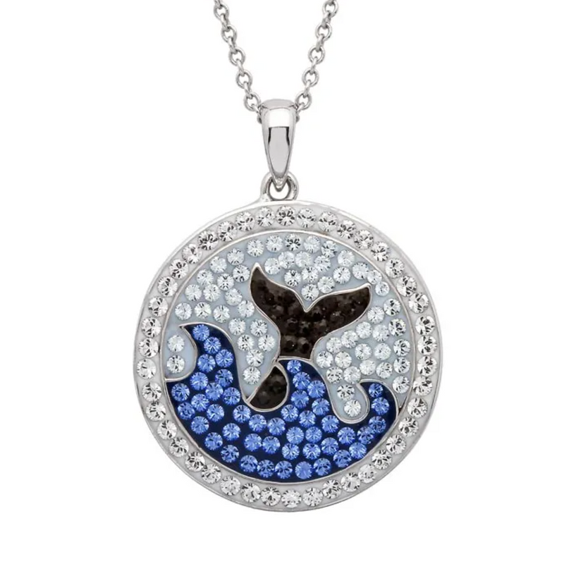 Ocean SS Crystal Whale Tail Necklace