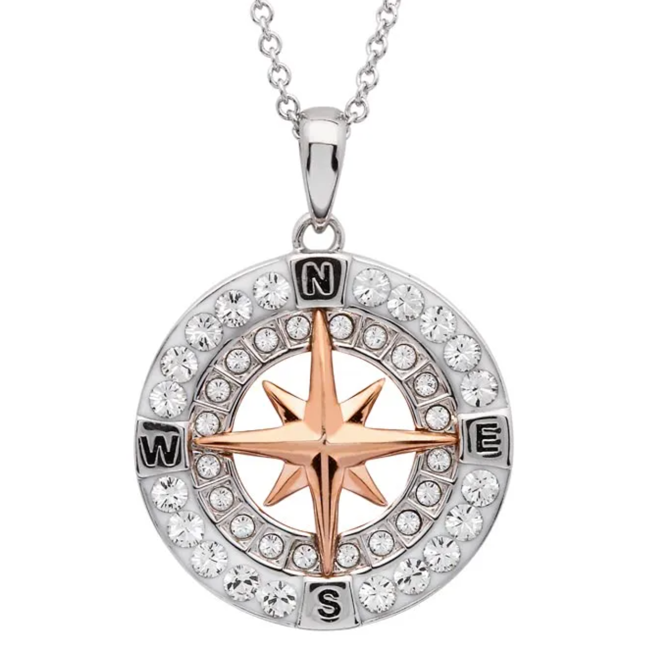 Ocean SS Compass with Rose Plate Necklace