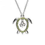 Ocean SS Peridot Shamrock Turtle Necklace