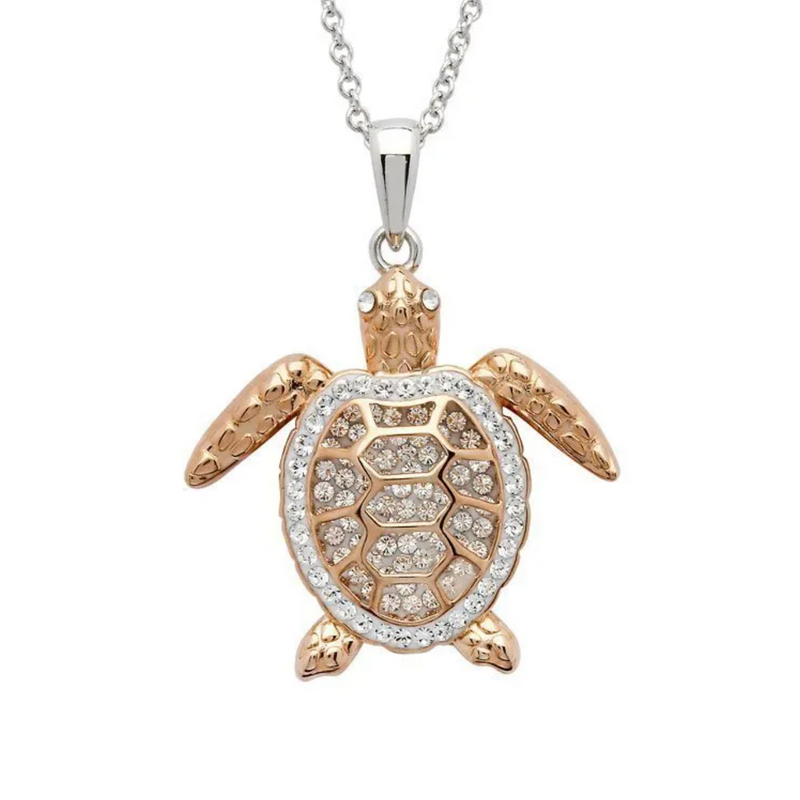 Ocean SS Rose Gold Plate Turtle Necklace