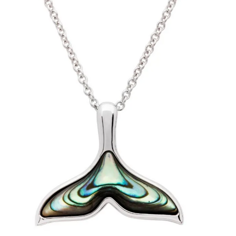 Ocean SS SW Abalone Whale Tail Necklace