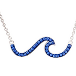 Ocean Sterling Silver Blue Wave Crystal Necklace