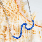Ocean Sterling Silver Blue Wave Crystal Necklace
