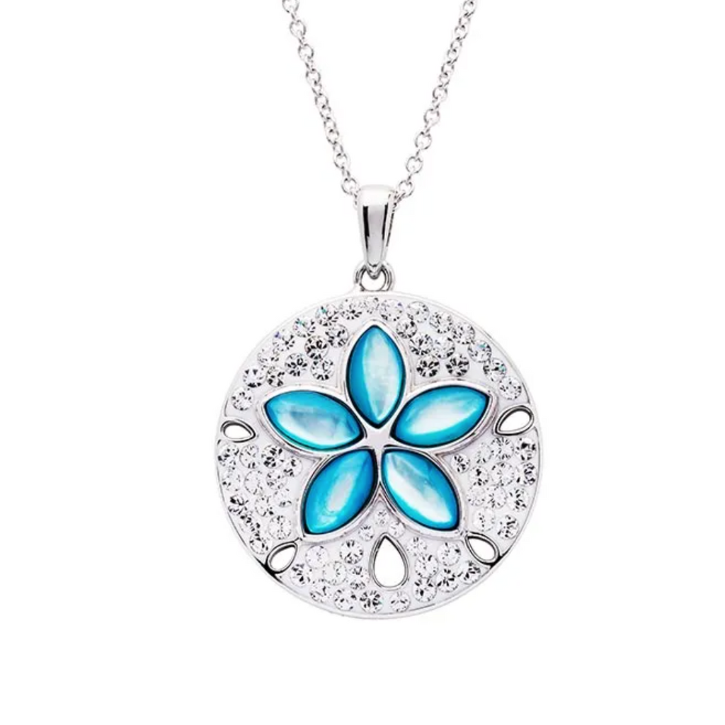 Ocean SS SW Aqua MOP Sand Dollar Pendant