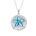 Ocean SS SW Aqua MOP Sand Dollar Pendant