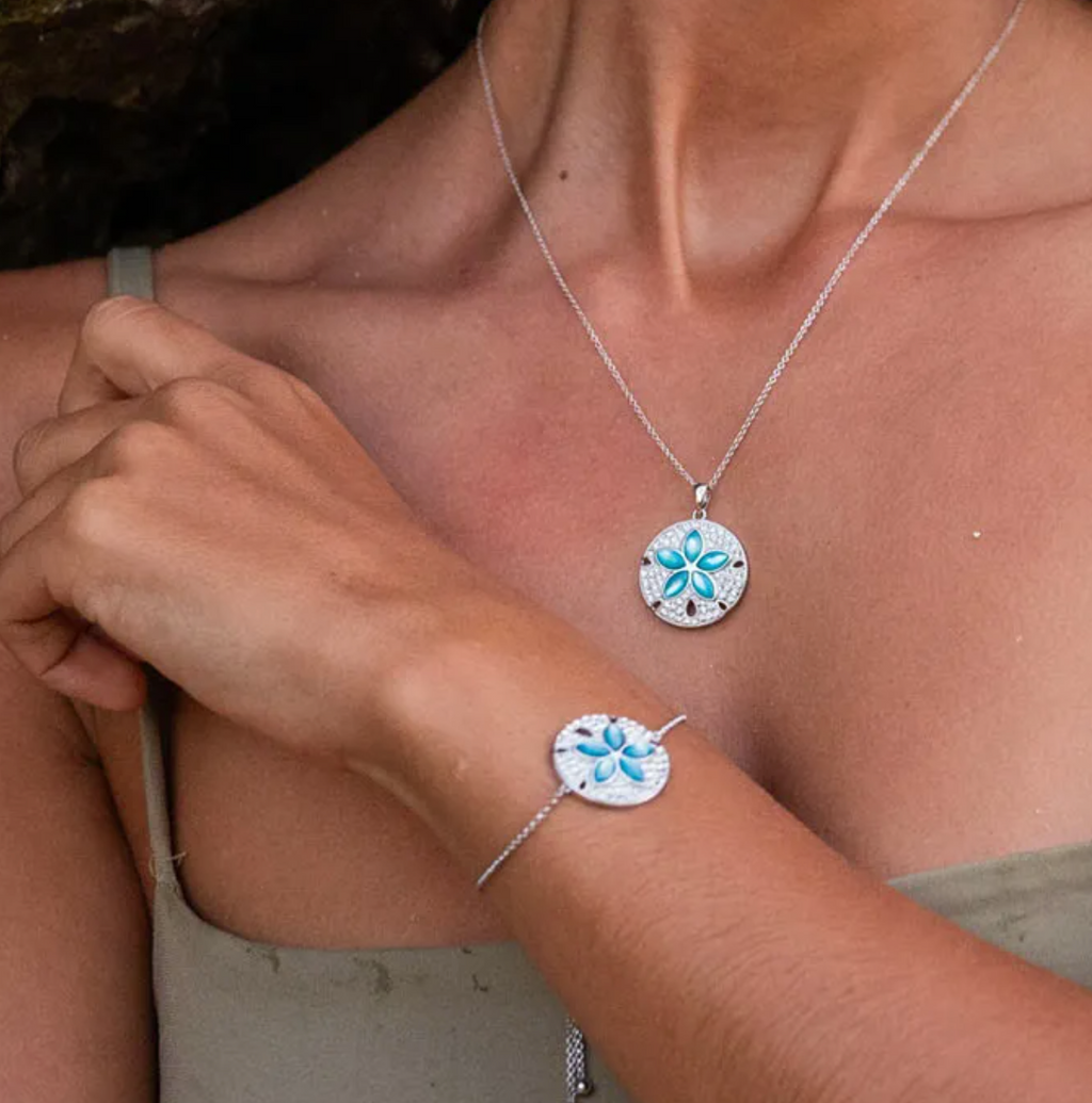 Ocean SS SW Aqua MOP Sand Dollar Pendant