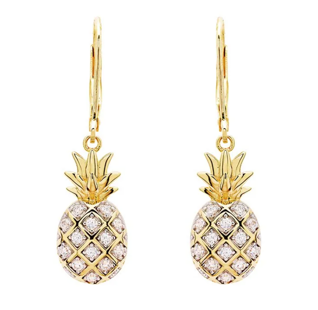 Ocean 14kt Gold Vermeil CZ Pineapple Drop Earrings
