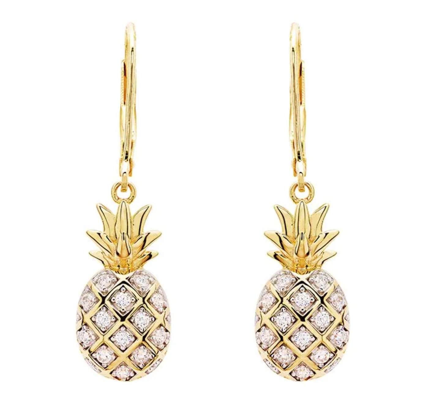 Ocean 14kt Gold Vermeil CZ Pineapple Drop Earrings