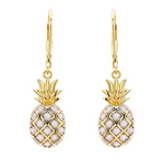 Ocean 14kt Gold Vermeil CZ Pineapple Drop Earrings