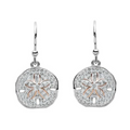 Ocean SS White SW Crystal Sand Dollar Drop Earrings Rose Plate