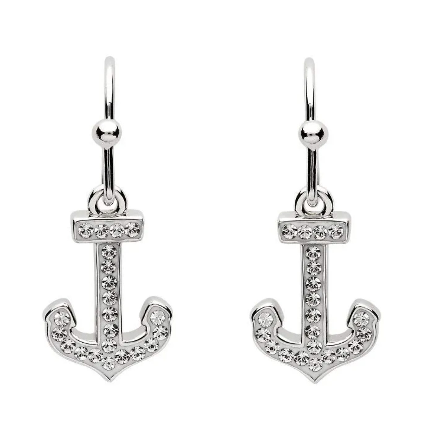 Ocean SS SW Crystal Anchor Drop Earrings