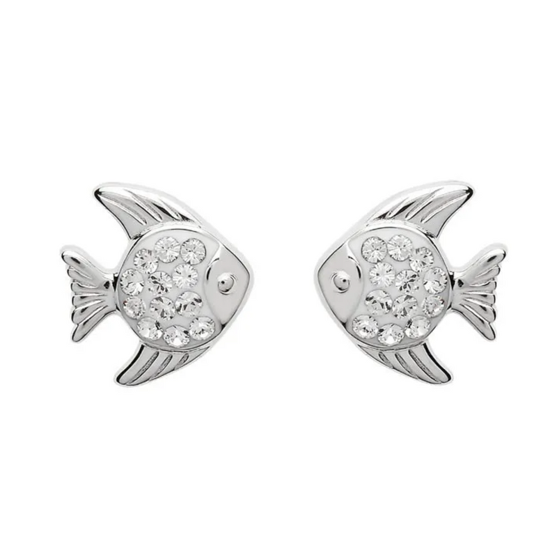 Ocean SS Stud White Fish Earrings