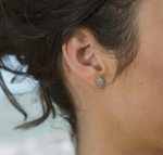 Ocean SS Stud Turtle Aqua Crystal Earrings
