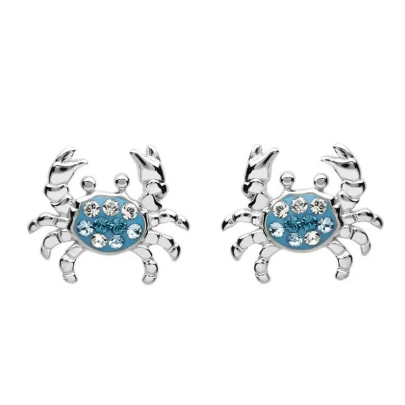 Ocean SS Blue SW Crystal Stud Crab Earrings