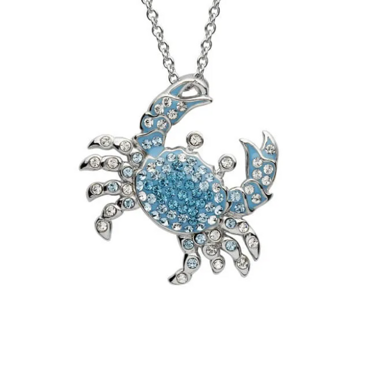 Ocean SS Blue SW Crystal Crab Necklace
