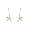 Ocean 14kt Gold Vermeil CZ Star Fish Drop Earrings