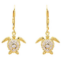 Ocean 14kt Gold Vermeil CZ Turtle Drop Earrings