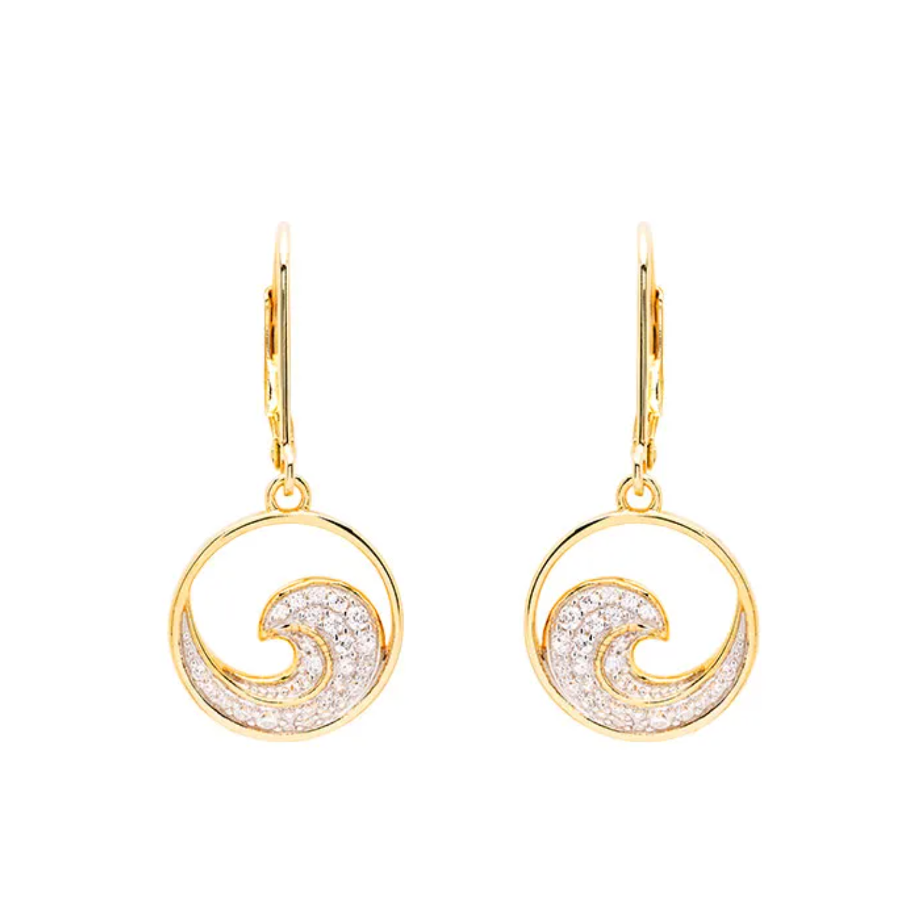 Ocean 14kt Gold Vermeil CZ Wave Drop Earrings