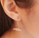 Ocean 14kt Gold Vermeil CZ Whale Tail Drop Earrings