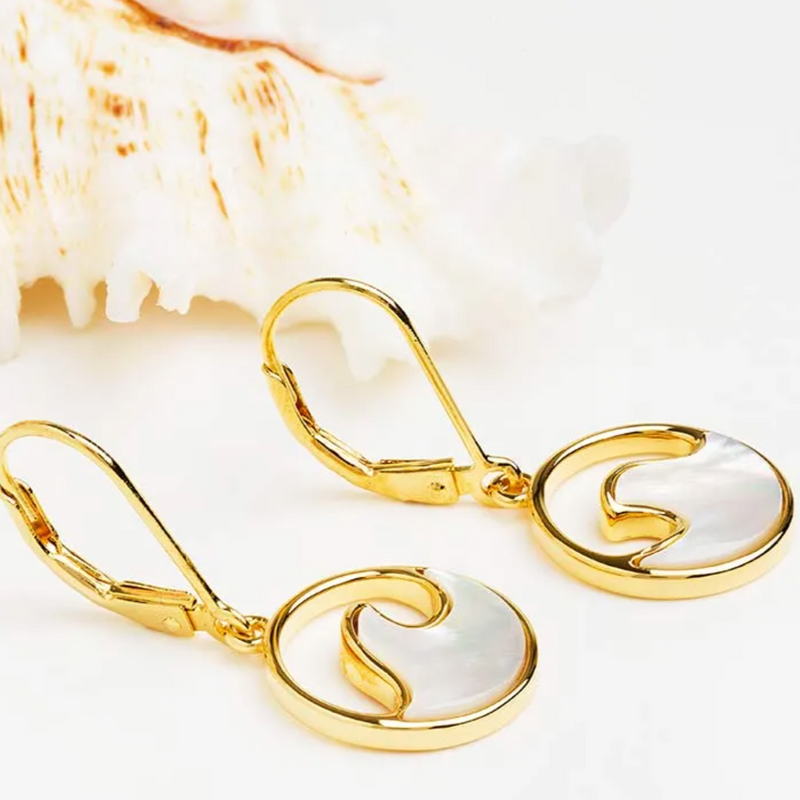 Ocean 14kt Gold Vermeil MOP Wave Drop Earrings