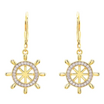 Ocean 14kt Gold Vermeil Ship Wheel Drop Earrings