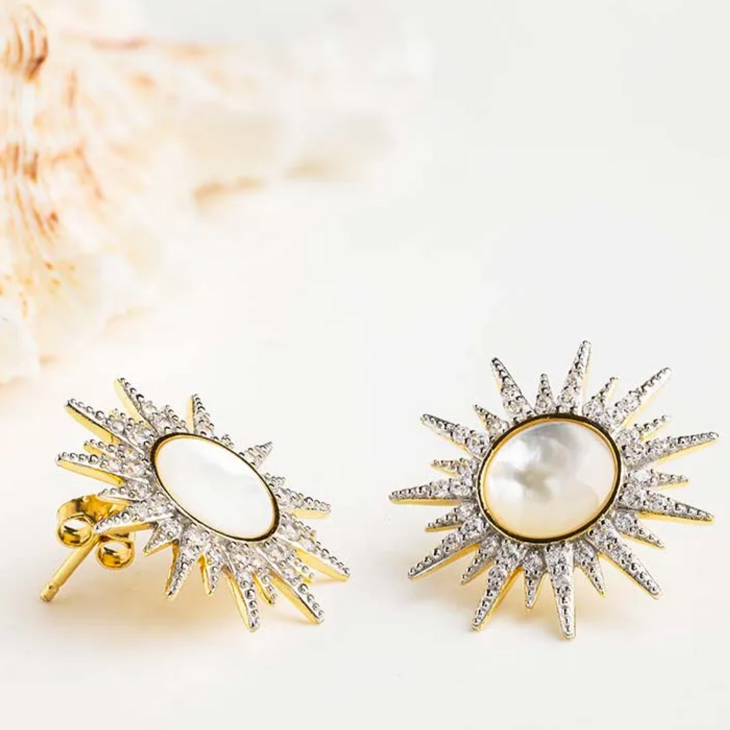 Ocean 14kt Gold Vermeil Sun Stud Earrings