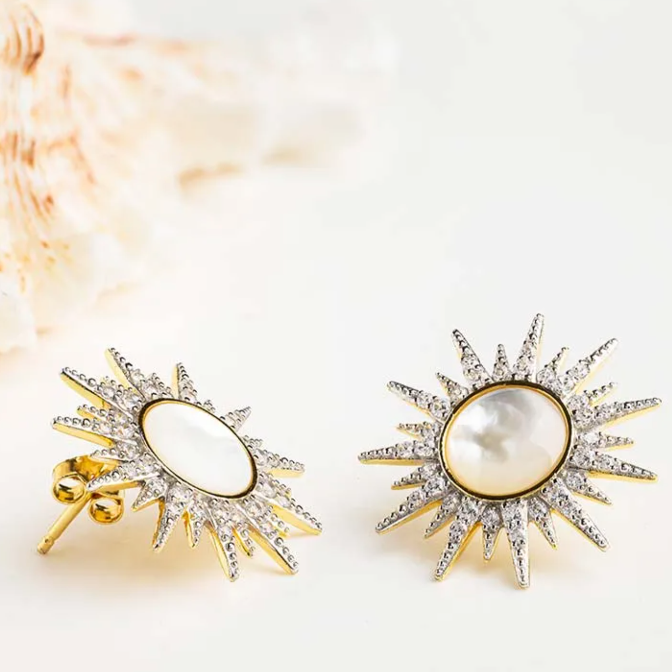 Ocean 14kt Gold Vermeil Sun Stud Earrings