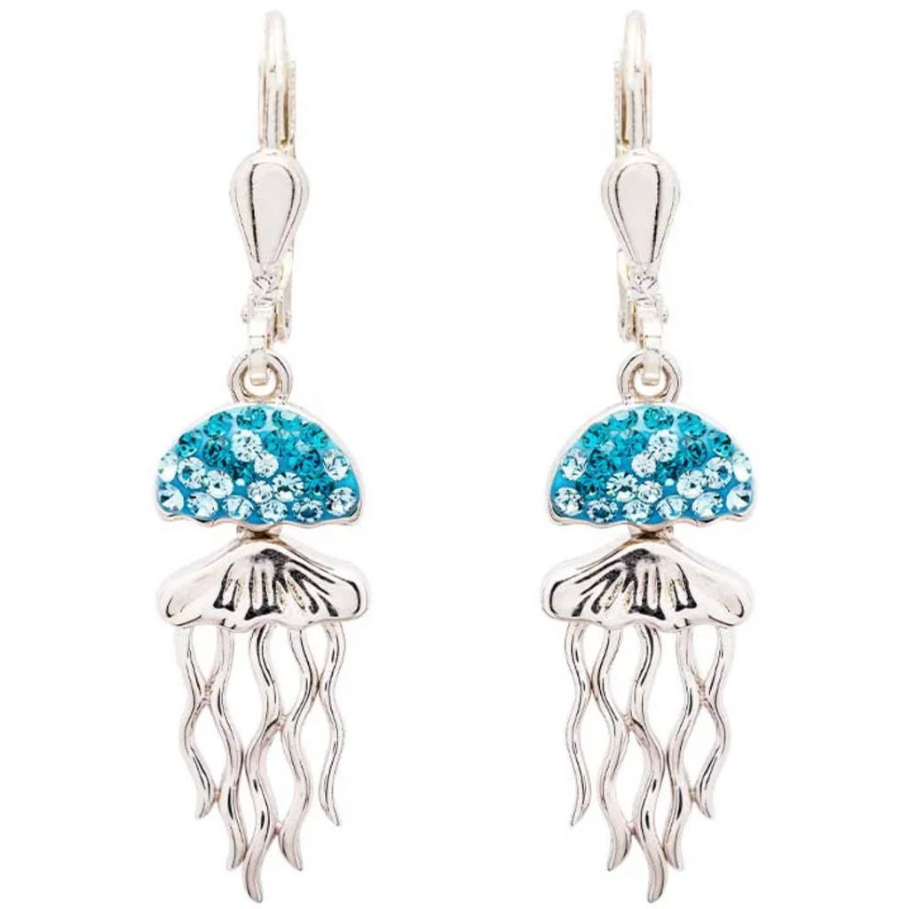 Ocean SS Aqua Crystal Jellyfish Drop Earrings